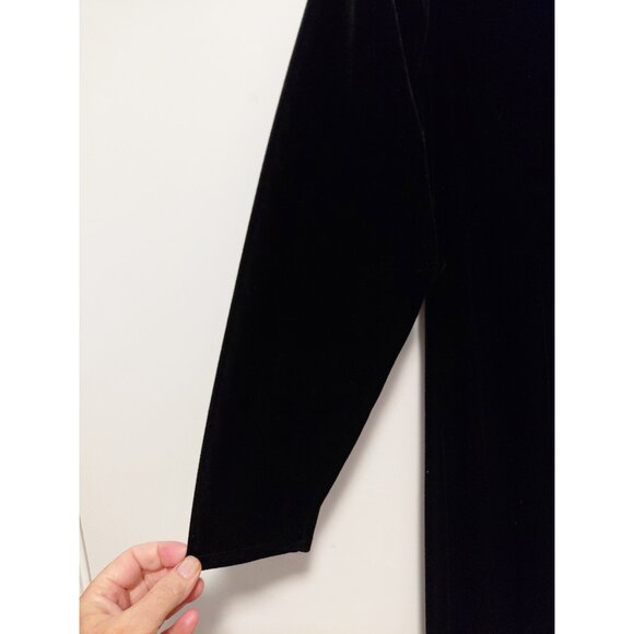 Onyx Nite Vintage Black Velvet Maxi Dress Long Sleeves Scoop Neck 16 - Picture 7 of 7